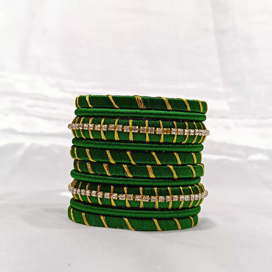 green silk thread bangles